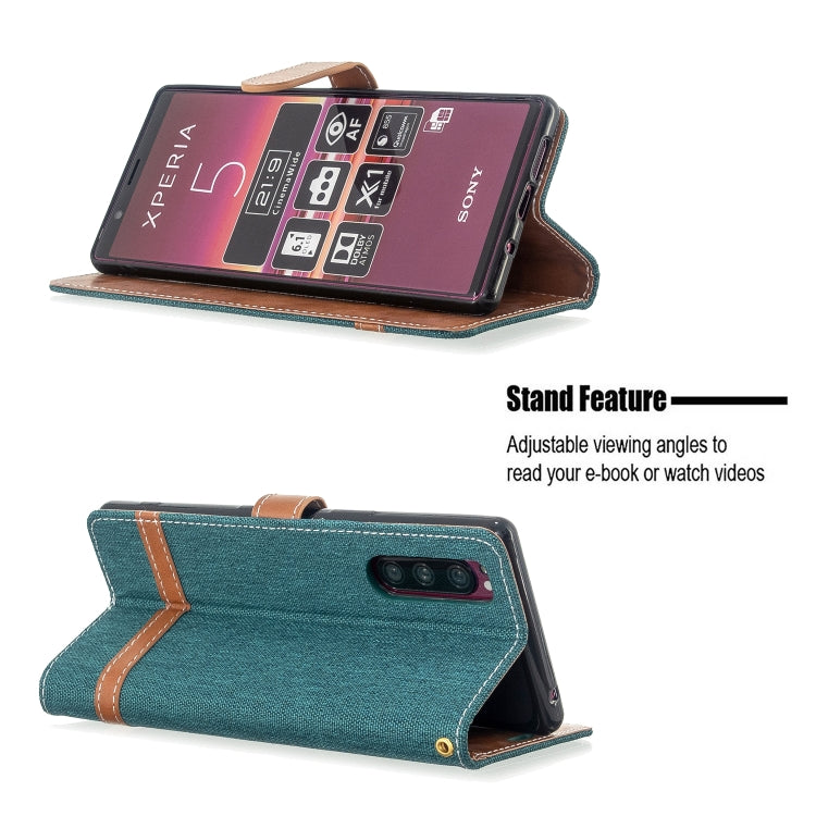 For Sony Xperia 5 / XZ5 Color Matching Denim Texture Horizontal Flip PU Leather Case with Holder & Card Slots & Wallet & Lanyard