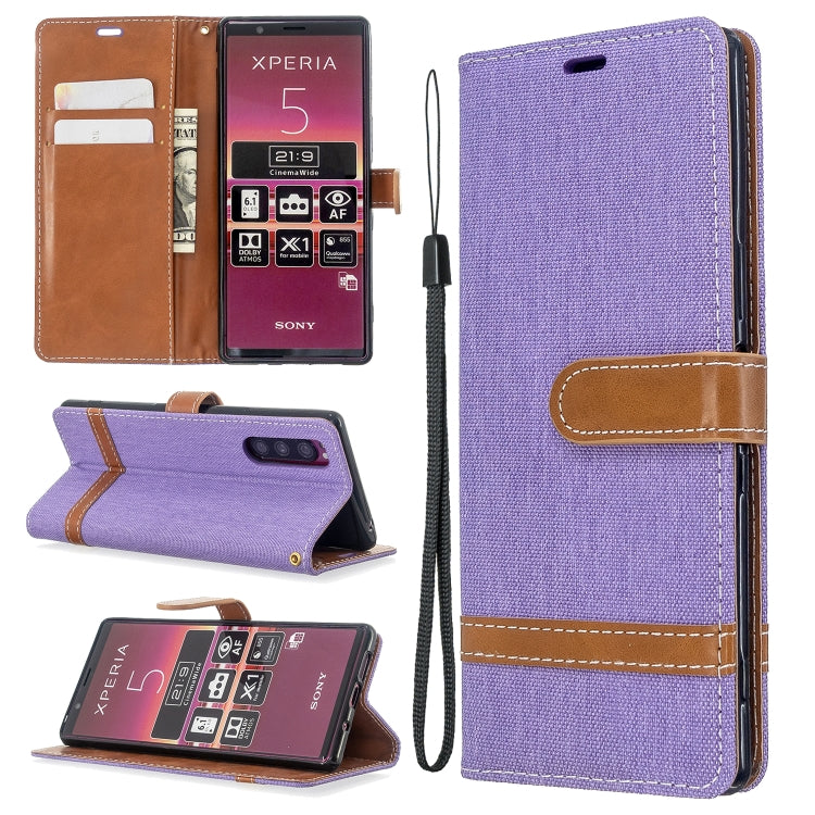 For Sony Xperia 5 / XZ5 Color Matching Denim Texture Horizontal Flip PU Leather Case with Holder & Card Slots & Wallet & Lanyard