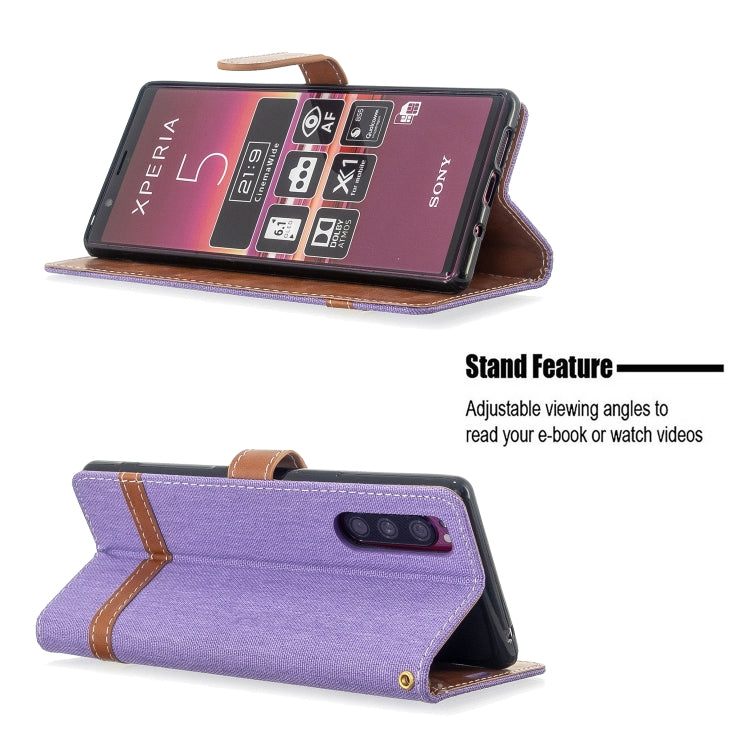 For Sony Xperia 5 / XZ5 Color Matching Denim Texture Horizontal Flip PU Leather Case with Holder & Card Slots & Wallet & Lanyard