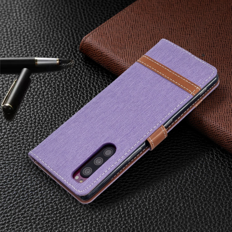 For Sony Xperia 5 / XZ5 Color Matching Denim Texture Horizontal Flip PU Leather Case with Holder & Card Slots & Wallet & Lanyard
