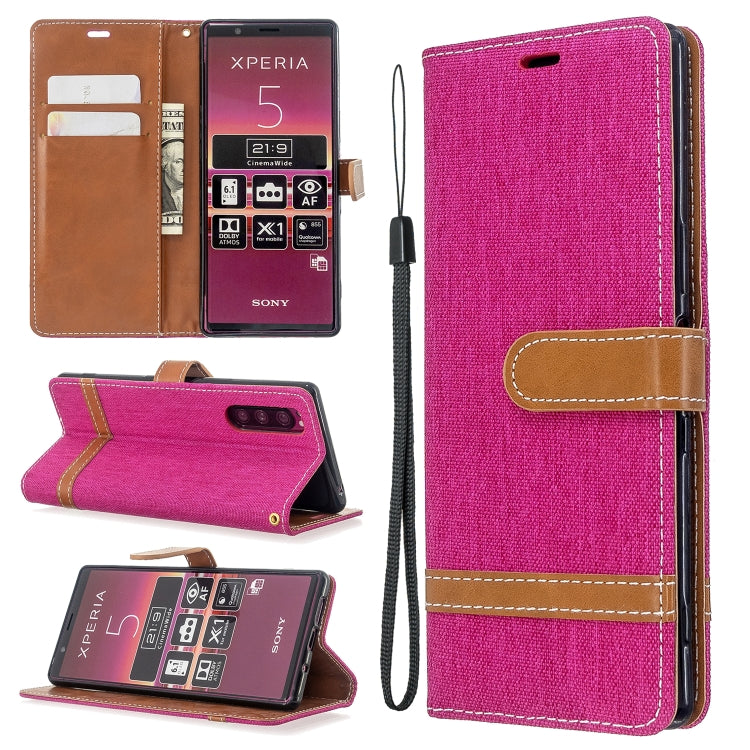For Sony Xperia 5 / XZ5 Color Matching Denim Texture Horizontal Flip PU Leather Case with Holder & Card Slots & Wallet & Lanyard