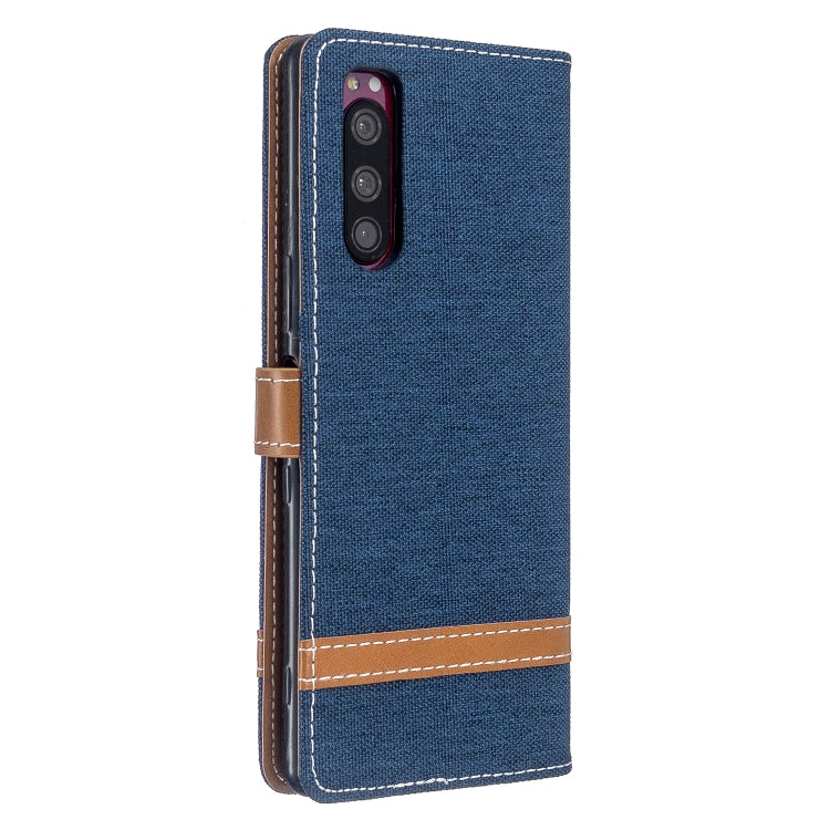 For Sony Xperia 5 / XZ5 Color Matching Denim Texture Horizontal Flip PU Leather Case with Holder & Card Slots & Wallet & Lanyard