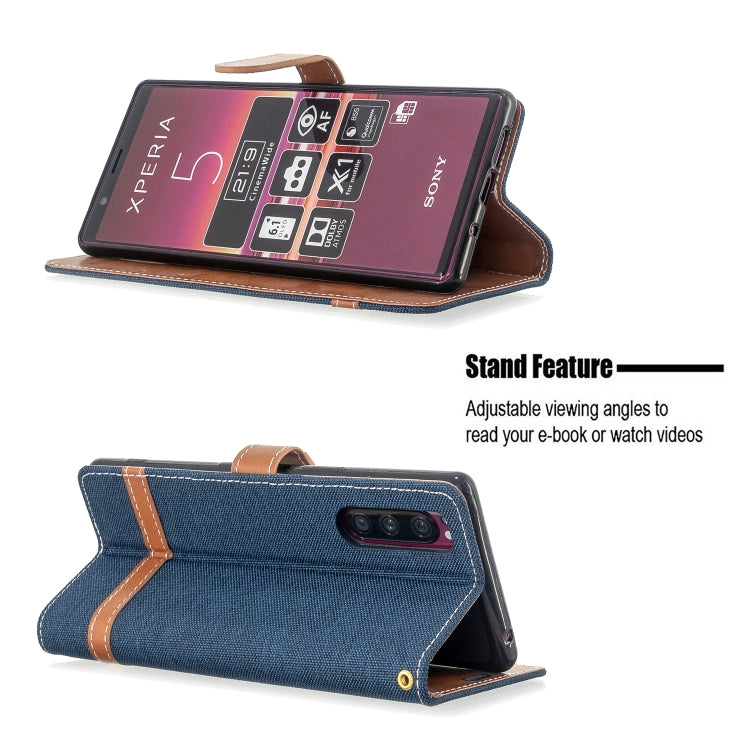 For Sony Xperia 5 / XZ5 Color Matching Denim Texture Horizontal Flip PU Leather Case with Holder & Card Slots & Wallet & Lanyard