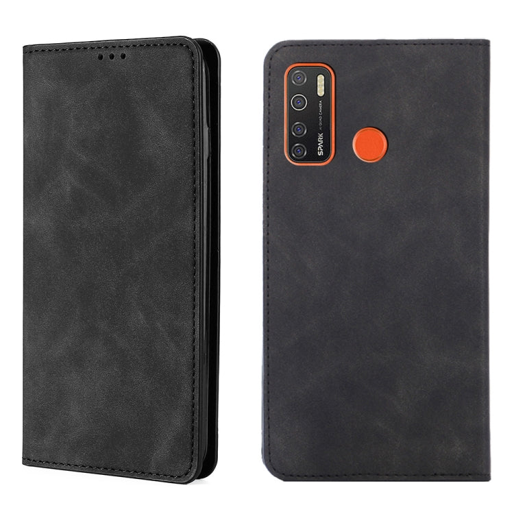 For Tecno Camon 15 CD7 / Camon 15 Air / Spark 5 / Spark 5 Pro KD7 K Skin Feel Magnetic Horizontal Flip Leather Case with Holder & Card Slots