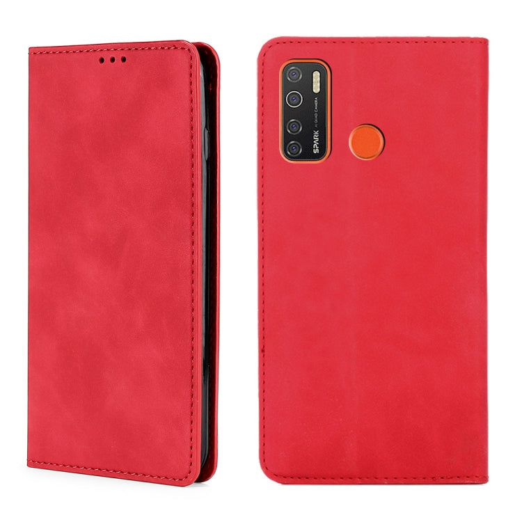 For Tecno Camon 15 CD7 / Camon 15 Air / Spark 5 / Spark 5 Pro KD7 K Skin Feel Magnetic Horizontal Flip Leather Case with Holder & Card Slots