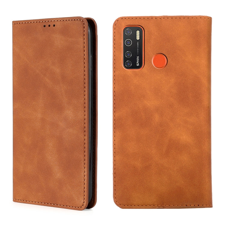 For Tecno Camon 15 CD7 / Camon 15 Air / Spark 5 / Spark 5 Pro KD7 K Skin Feel Magnetic Horizontal Flip Leather Case with Holder & Card Slots