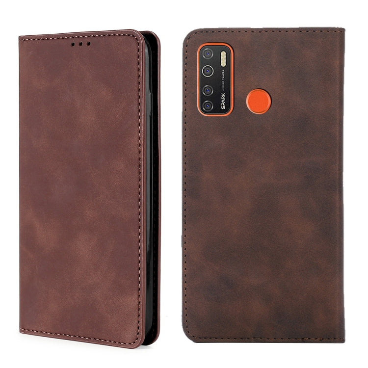 For Tecno Camon 15 CD7 / Camon 15 Air / Spark 5 / Spark 5 Pro KD7 K Skin Feel Magnetic Horizontal Flip Leather Case with Holder & Card Slots