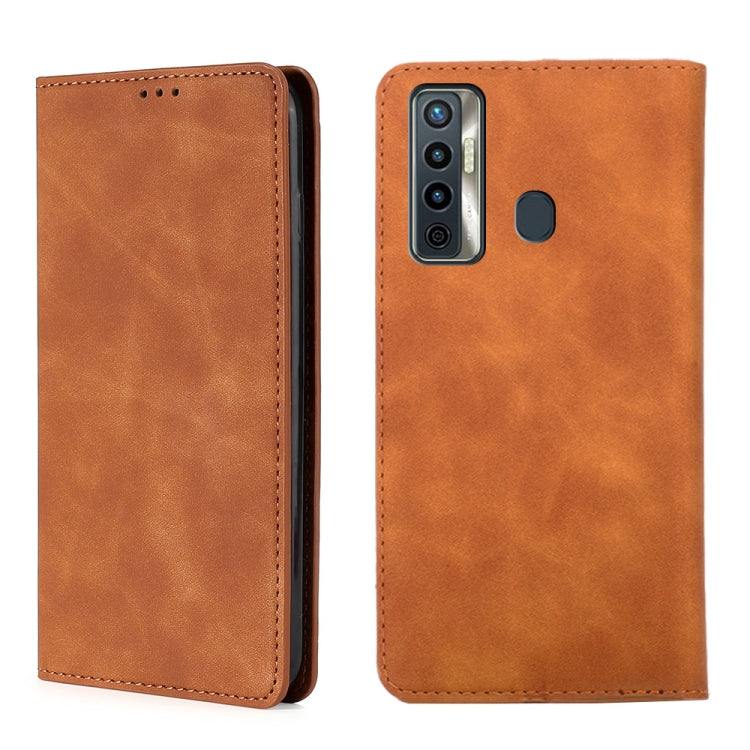 For Tecno Camon 17 Skin Feel Magnetic Horizontal Flip Leather Case with Holder & Card Slots
