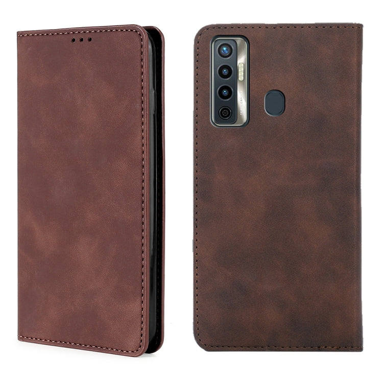 For Tecno Camon 17 Skin Feel Magnetic Horizontal Flip Leather Case with Holder & Card Slots