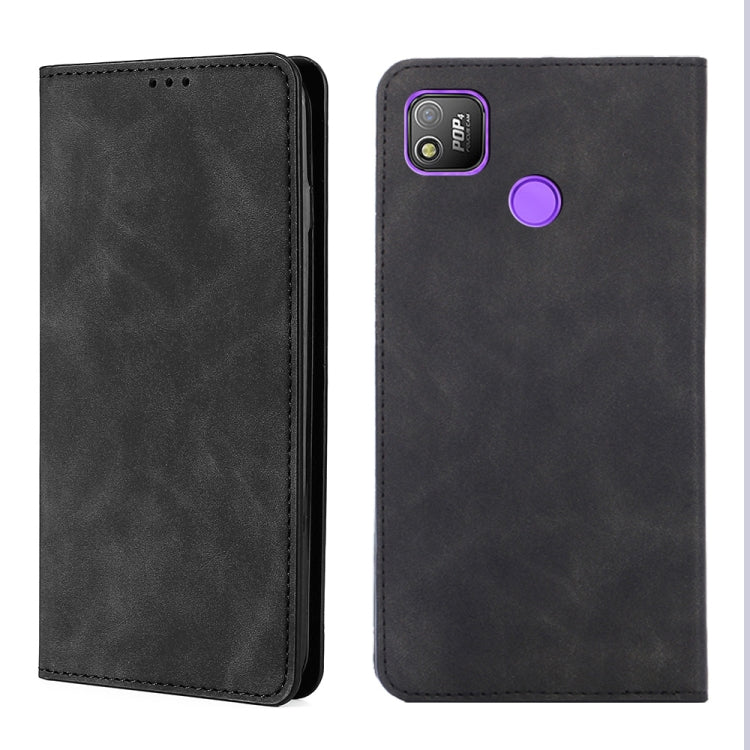 For Infinix Tecno Pop 4 Skin Feel Magnetic Horizontal Flip Leather Case with Holder & Card Slots