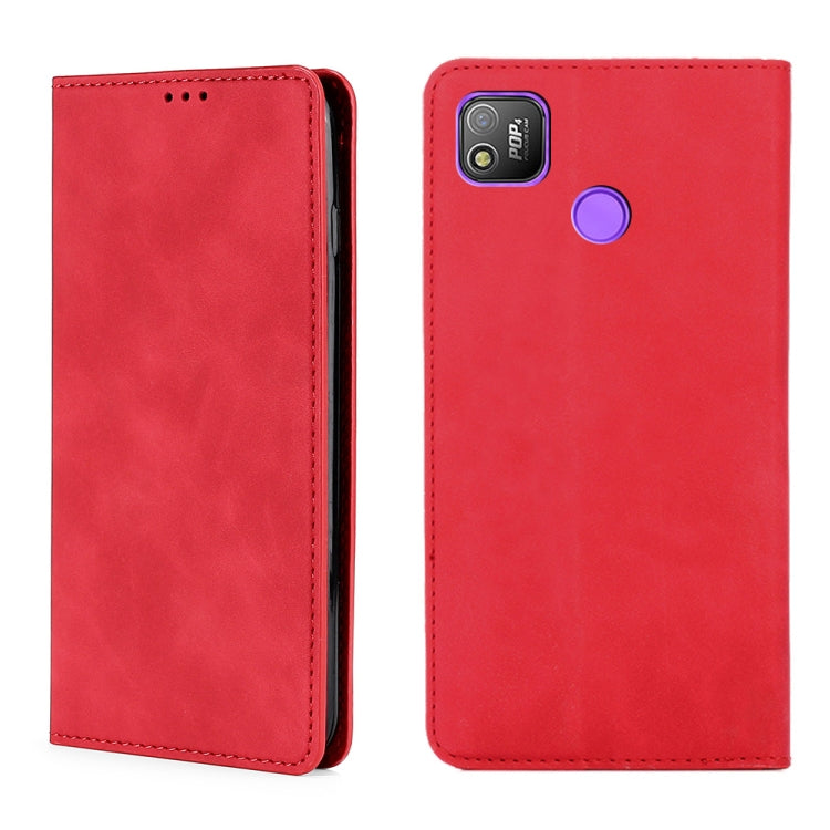 For Infinix Tecno Pop 4 Skin Feel Magnetic Horizontal Flip Leather Case with Holder & Card Slots