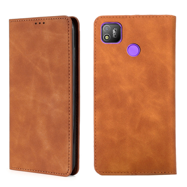 For Infinix Tecno Pop 4 Skin Feel Magnetic Horizontal Flip Leather Case with Holder & Card Slots
