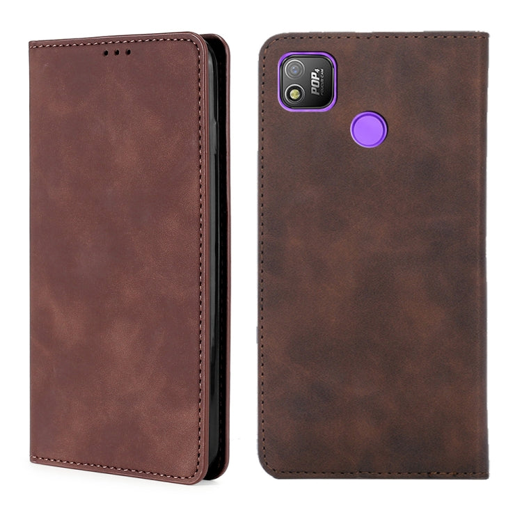 For Infinix Tecno Pop 4 Skin Feel Magnetic Horizontal Flip Leather Case with Holder & Card Slots