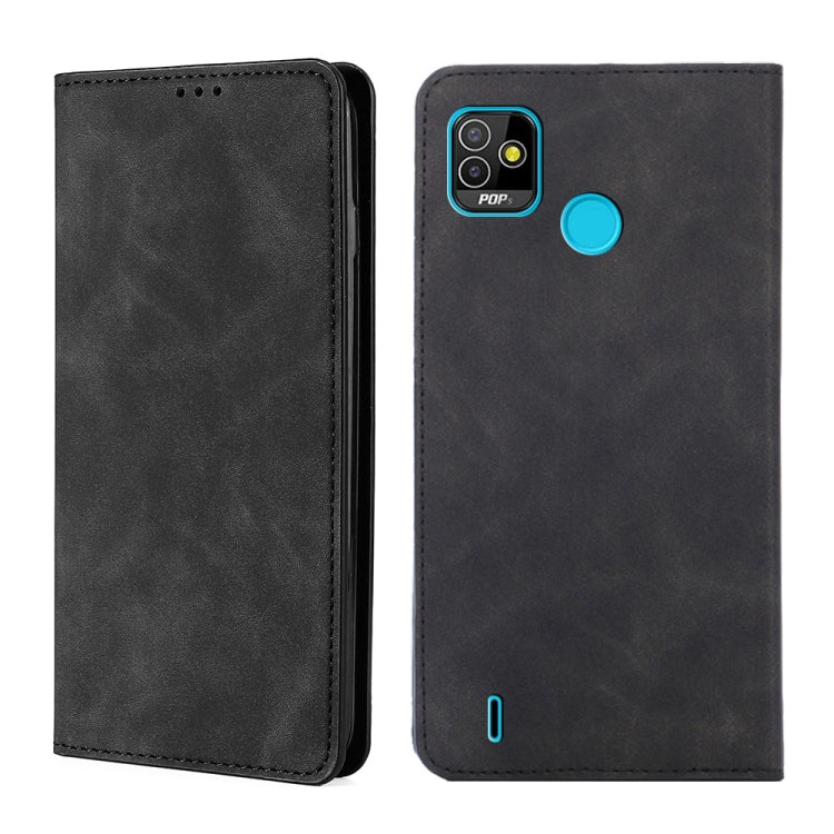 For Infinix Tecno Pop 5 Skin Feel Magnetic Horizontal Flip Leather Case with Holder & Card Slots