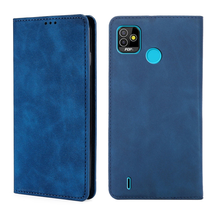 For Infinix Tecno Pop 5 Skin Feel Magnetic Horizontal Flip Leather Case with Holder & Card Slots