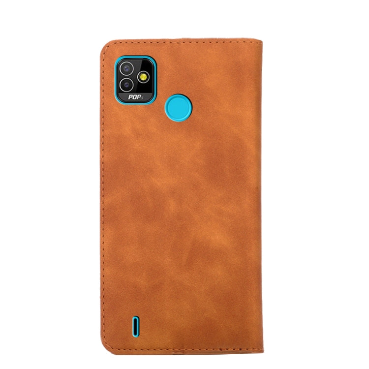 For Infinix Tecno Pop 5 Skin Feel Magnetic Horizontal Flip Leather Case with Holder & Card Slots