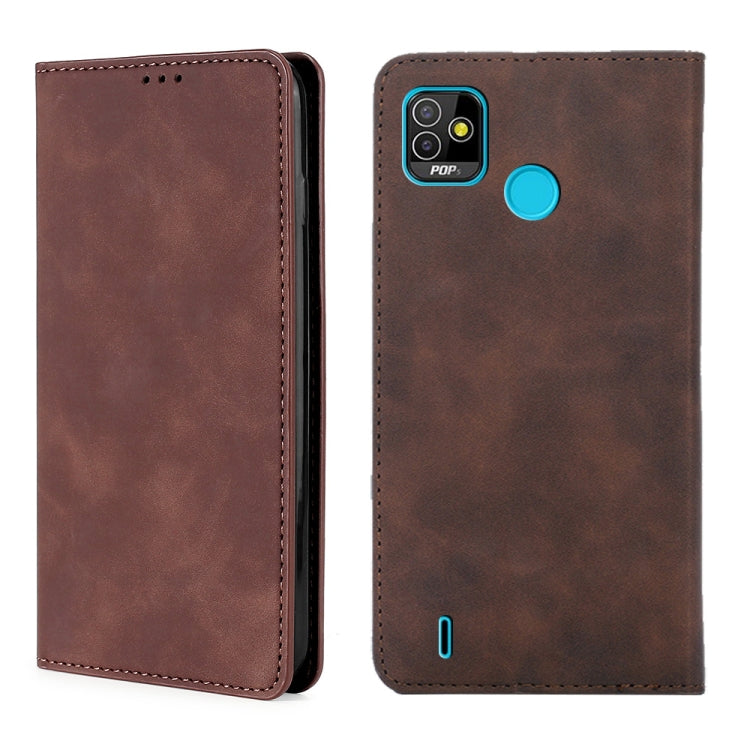 For Infinix Tecno Pop 5 Skin Feel Magnetic Horizontal Flip Leather Case with Holder & Card Slots
