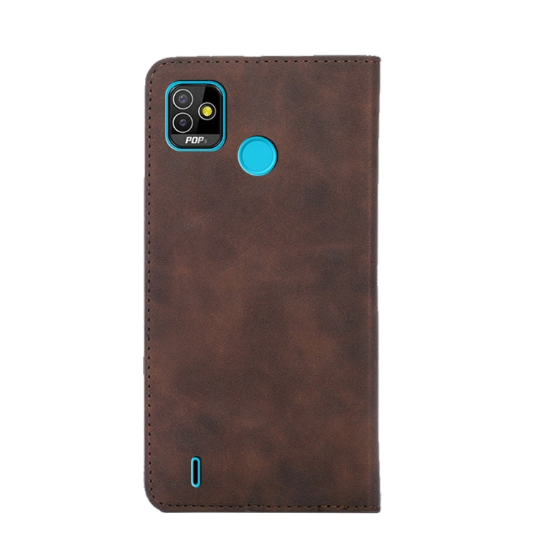 For Infinix Tecno Pop 5 Skin Feel Magnetic Horizontal Flip Leather Case with Holder & Card Slots