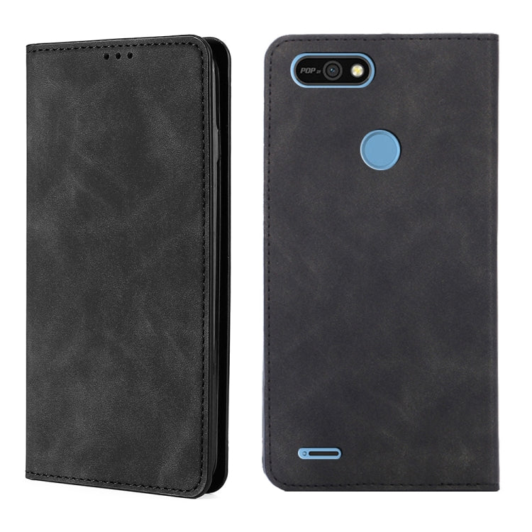 For Tecno Pop 2 / Pop 2 F / Pop 2 Pro / Pop 2 Power / Itel P13 B1F Skin Feel Magnetic Horizontal Flip Leather Case with Holder & Card Slots