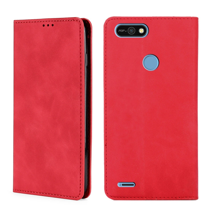 For Tecno Pop 2 / Pop 2 F / Pop 2 Pro / Pop 2 Power / Itel P13 B1F Skin Feel Magnetic Horizontal Flip Leather Case with Holder & Card Slots