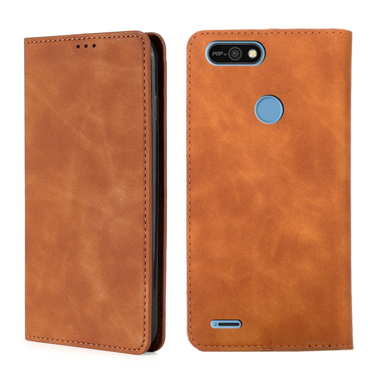 For Tecno Pop 2 / Pop 2 F / Pop 2 Pro / Pop 2 Power / Itel P13 B1F Skin Feel Magnetic Horizontal Flip Leather Case with Holder & Card Slots