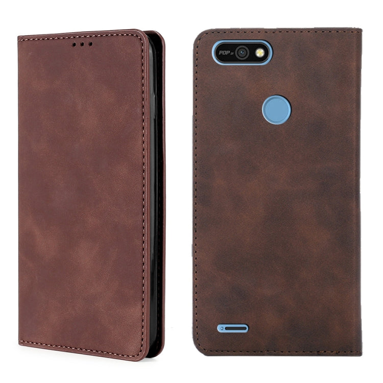 For Tecno Pop 2 / Pop 2 F / Pop 2 Pro / Pop 2 Power / Itel P13 B1F Skin Feel Magnetic Horizontal Flip Leather Case with Holder & Card Slots