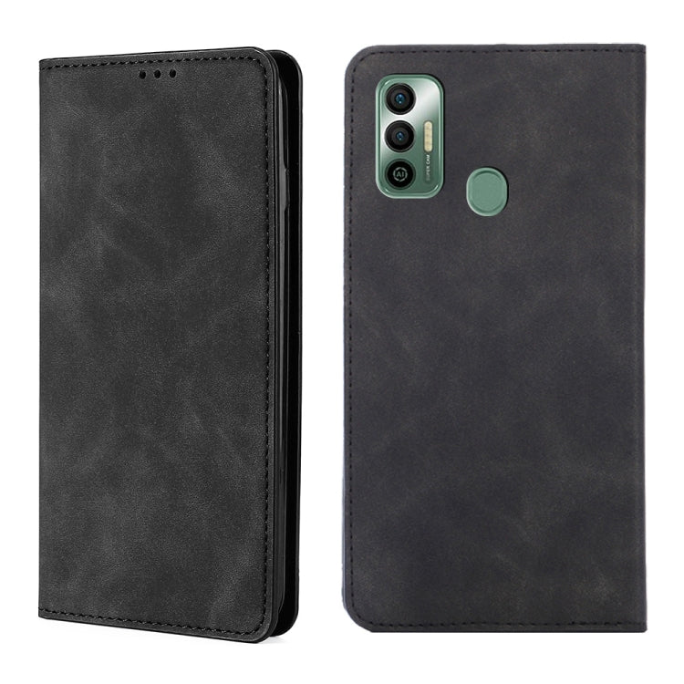 For Tecno Spark 7 Skin Feel Magnetic Horizontal Flip Leather Case with Holder & Card Slots