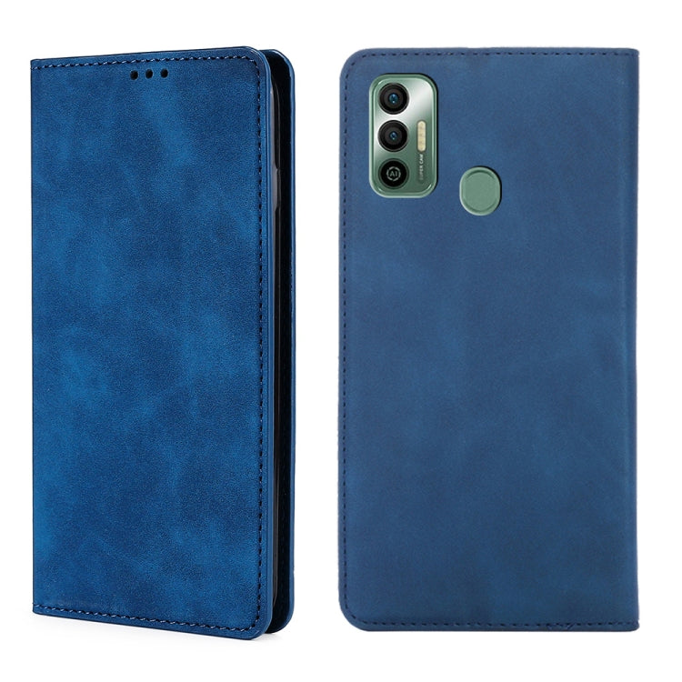 For Tecno Spark 7 Skin Feel Magnetic Horizontal Flip Leather Case with Holder & Card Slots