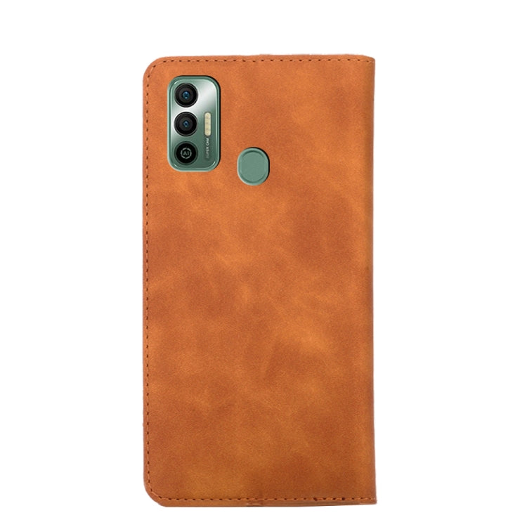For Tecno Spark 7 Skin Feel Magnetic Horizontal Flip Leather Case with Holder & Card Slots