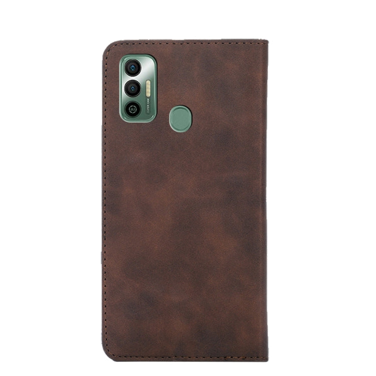 For Tecno Spark 7 Skin Feel Magnetic Horizontal Flip Leather Case with Holder & Card Slots