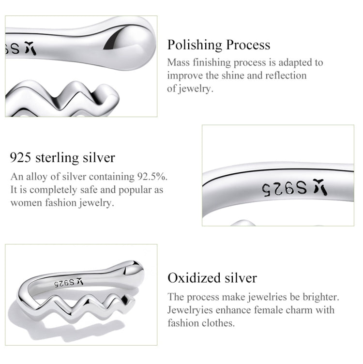 S925 Sterling Silver Wavy Lines Ear Bone Clip Women Earrings