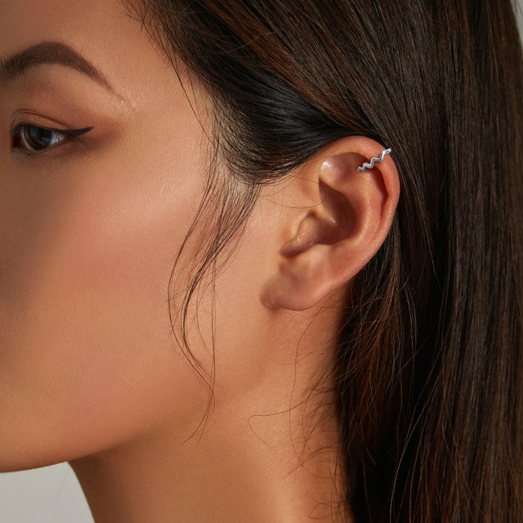 S925 Sterling Silver Wavy Lines Ear Bone Clip Women Earrings