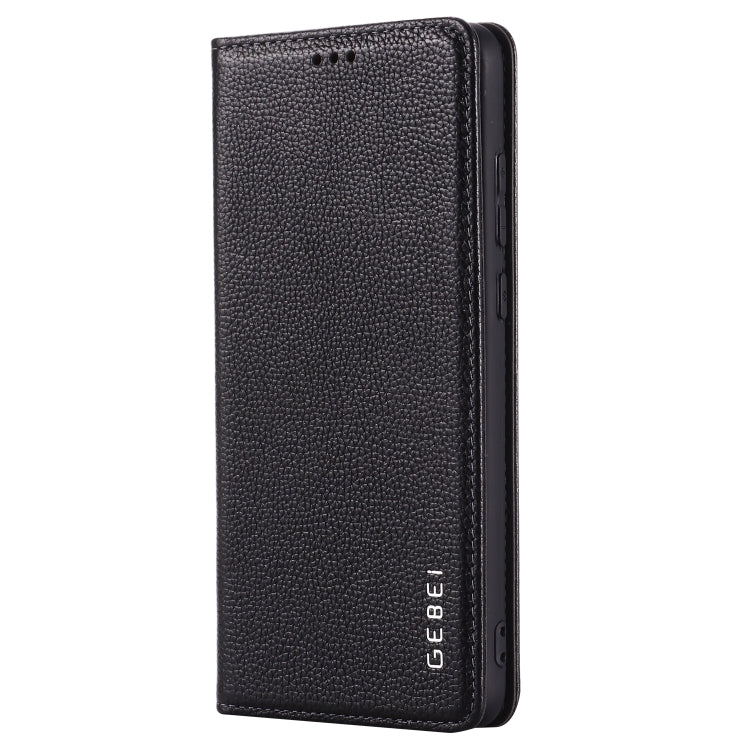 For Huawei P30 GEBEI Top-grain Leather Horizontal Flip Protective Case with Holder & Card Slots
