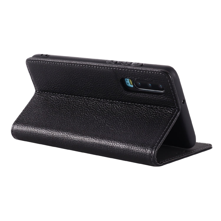 For Huawei P30 GEBEI Top-grain Leather Horizontal Flip Protective Case with Holder & Card Slots