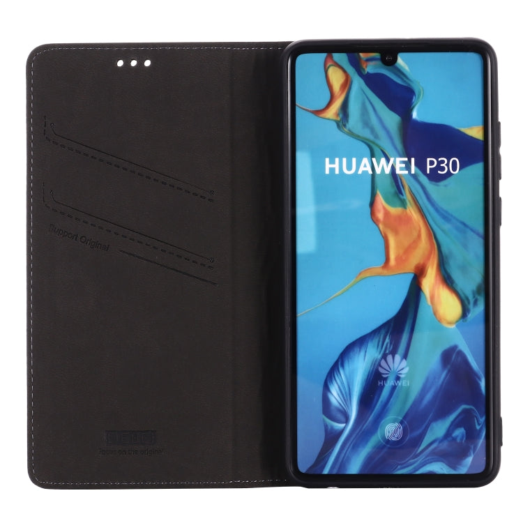 For Huawei P30 GEBEI Top-grain Leather Horizontal Flip Protective Case with Holder & Card Slots