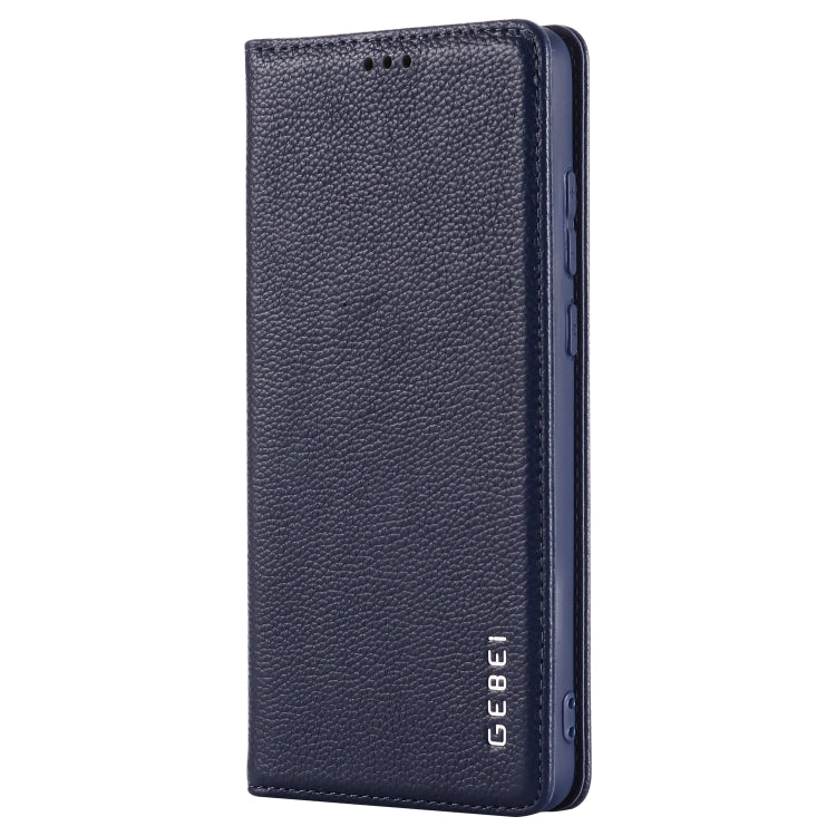 For Huawei P30 GEBEI Top-grain Leather Horizontal Flip Protective Case with Holder & Card Slots
