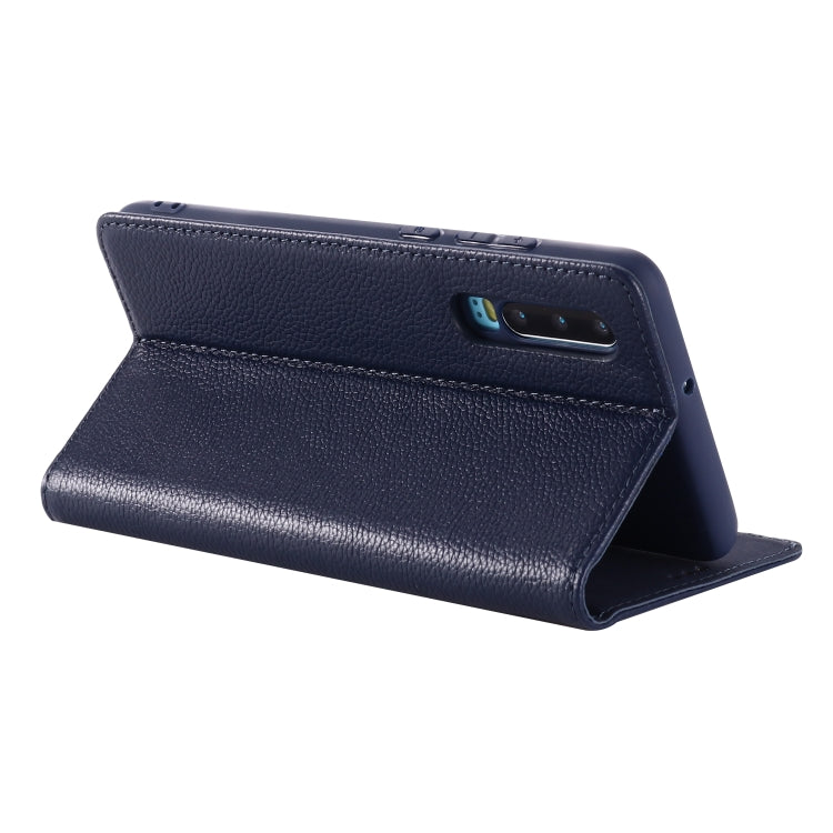 For Huawei P30 GEBEI Top-grain Leather Horizontal Flip Protective Case with Holder & Card Slots