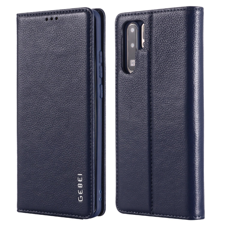 For Huawei P30 Pro GEBEI Top-grain Leather Horizontal Flip Protective Case with Holder & Card Slots