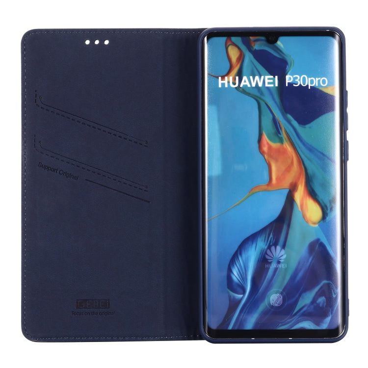 For Huawei P30 Pro GEBEI Top-grain Leather Horizontal Flip Protective Case with Holder & Card Slots