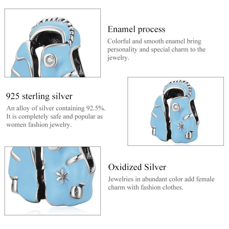 S925 Sterling Silver Sky Blue Down Jacket Beads DIY Bracelet Necklace Accessories