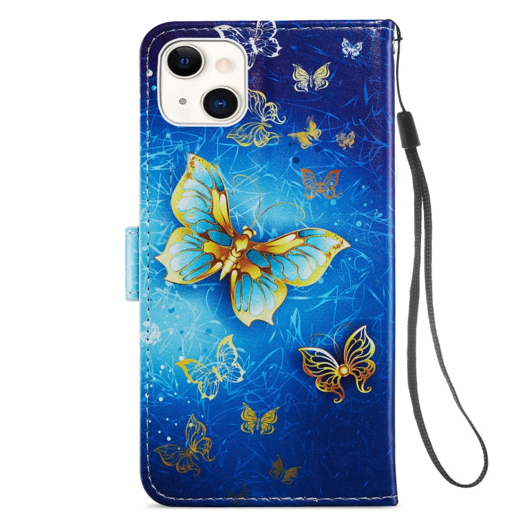 For iPhone 13 Painted Pattern Horizontal Flip Leather Case with Holder & Card Slots & Photo Frame