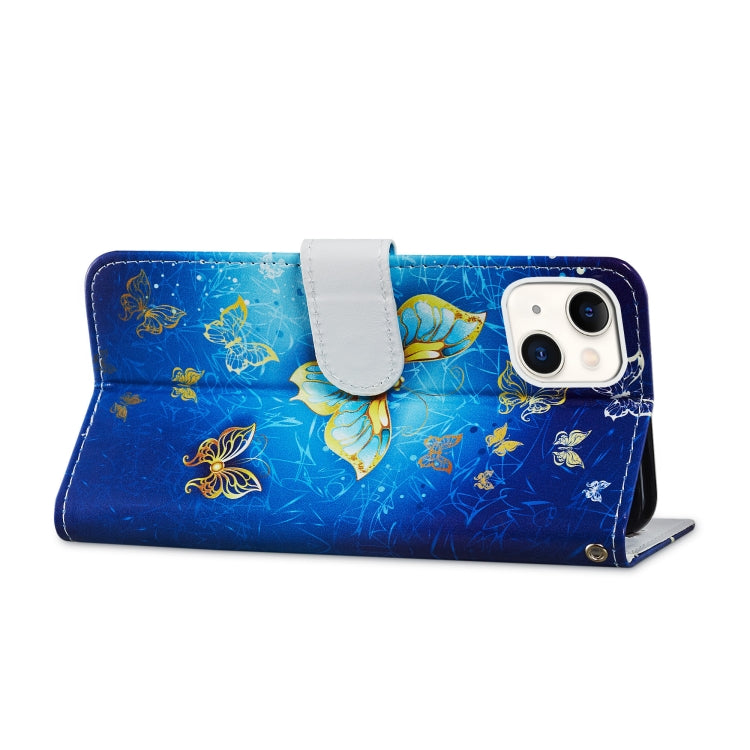 For iPhone 13 Painted Pattern Horizontal Flip Leather Case with Holder & Card Slots & Photo Frame