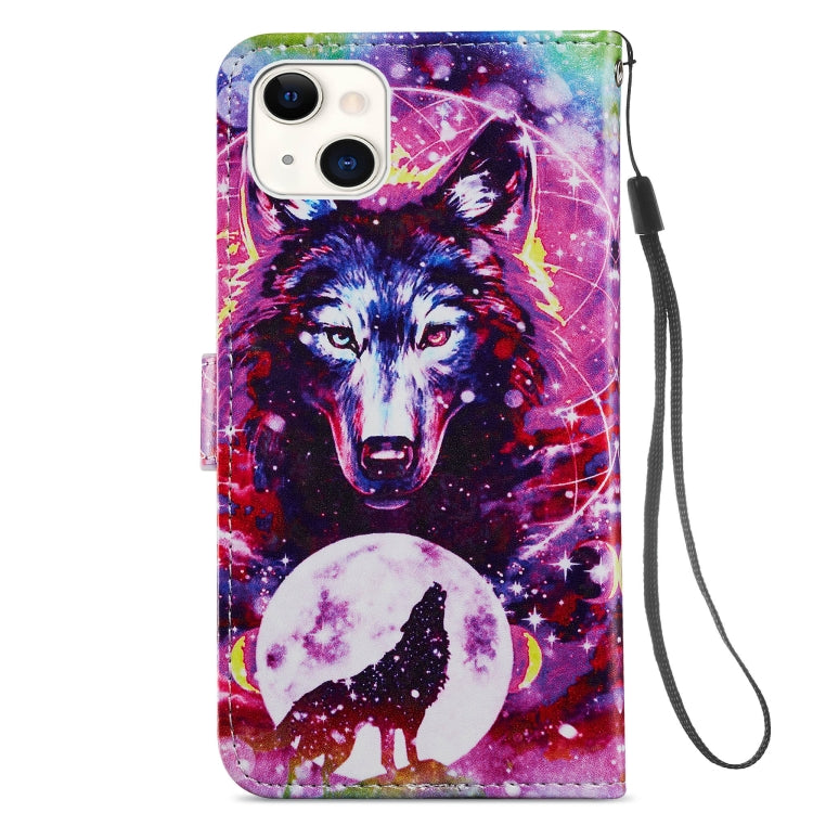 For iPhone 13 Painted Pattern Horizontal Flip Leather Case with Holder & Card Slots & Photo Frame
