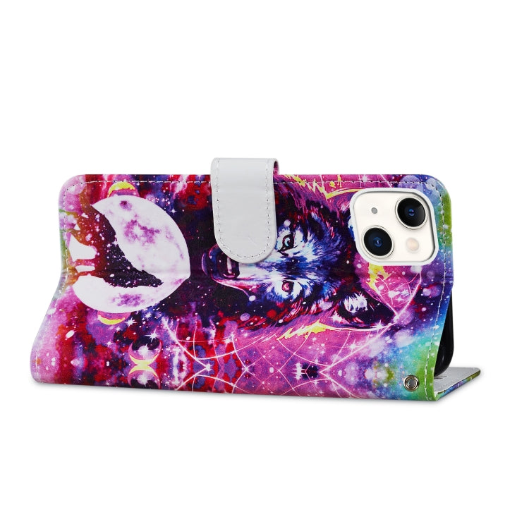 For iPhone 13 Painted Pattern Horizontal Flip Leather Case with Holder & Card Slots & Photo Frame