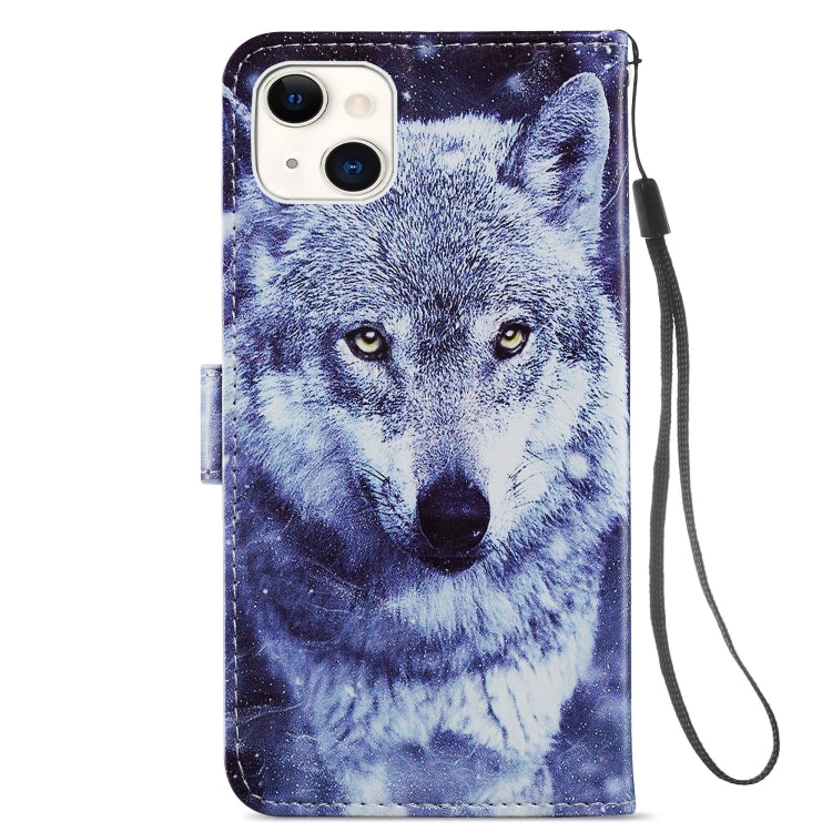 For iPhone 13 Painted Pattern Horizontal Flip Leather Case with Holder & Card Slots & Photo Frame
