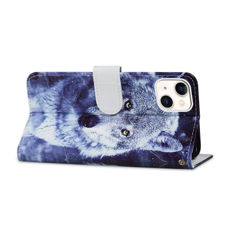 For iPhone 13 Painted Pattern Horizontal Flip Leather Case with Holder & Card Slots & Photo Frame