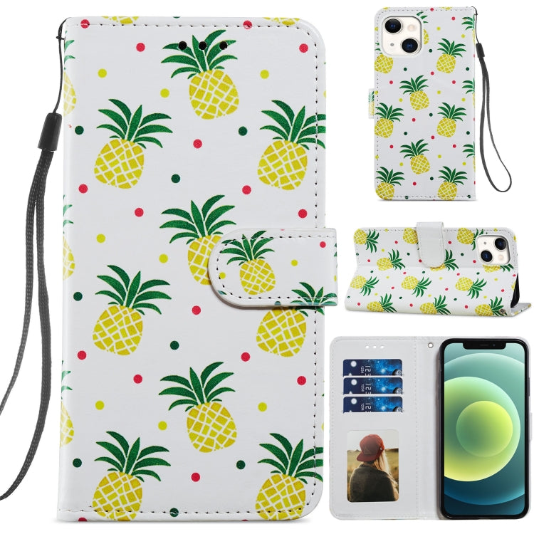 For iPhone 13 Painted Pattern Horizontal Flip Leather Case with Holder & Card Slots & Photo Frame