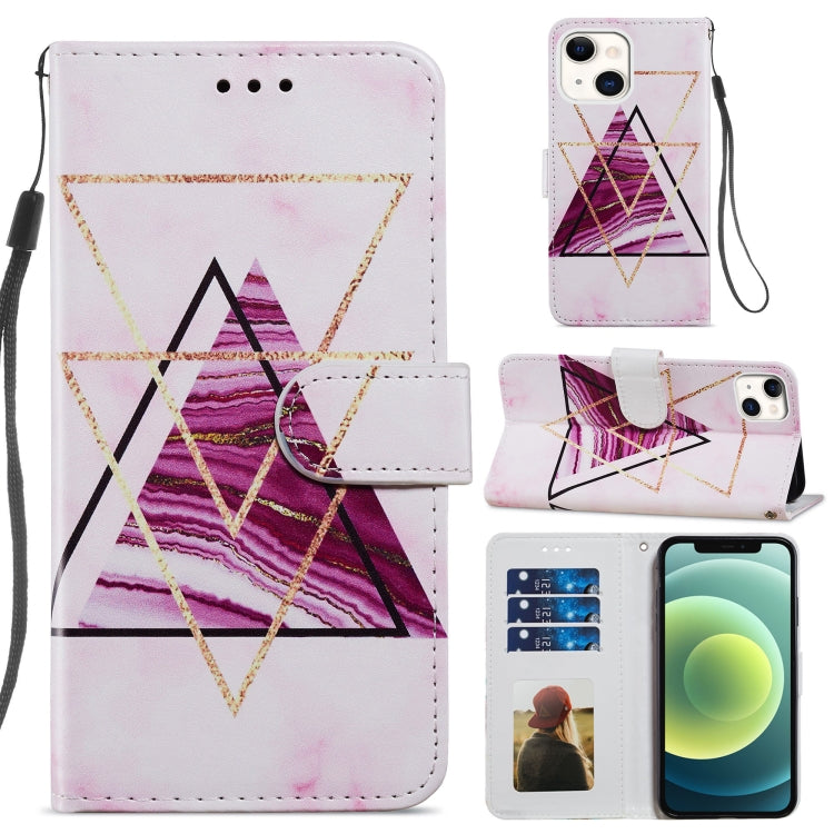 For iPhone 13 Painted Pattern Horizontal Flip Leather Case with Holder & Card Slots & Photo Frame