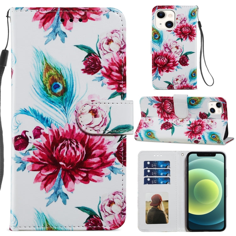 For iPhone 13 Painted Pattern Horizontal Flip Leather Case with Holder & Card Slots & Photo Frame