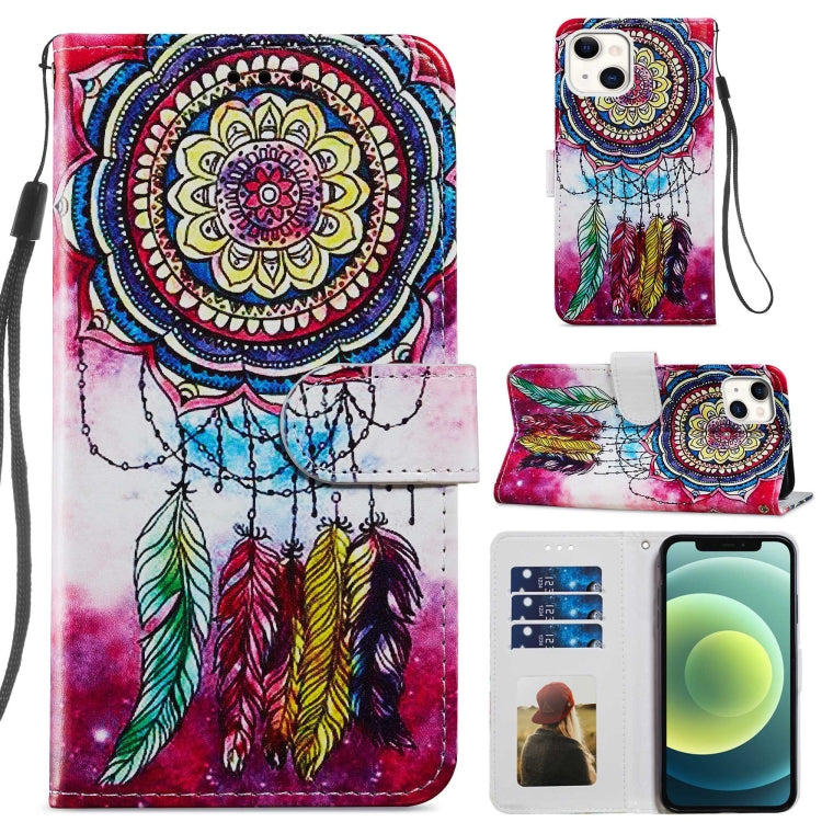For iPhone 13 Painted Pattern Horizontal Flip Leather Case with Holder & Card Slots & Photo Frame